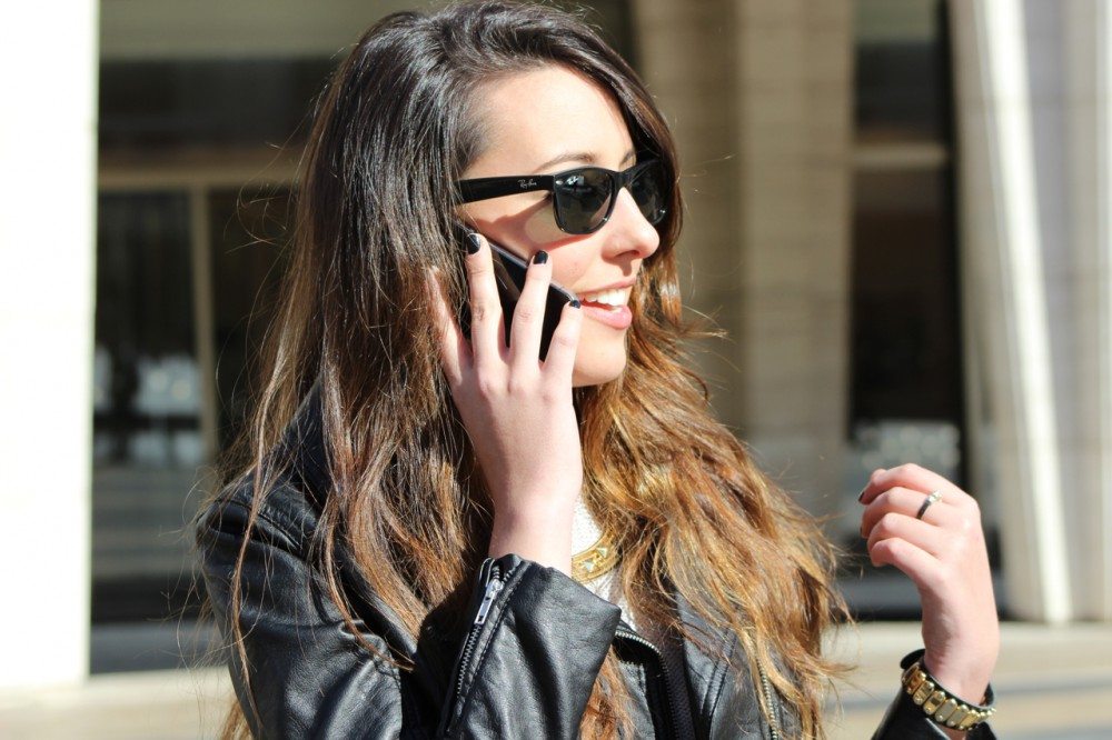 New York Fashion Week: Leather Pants, H&M Leather Jacket, Steve Madden Heels, Rebecca Minkoff Bag, Ray Ban Sunglasses, Zara Necklace, Zara Sweater