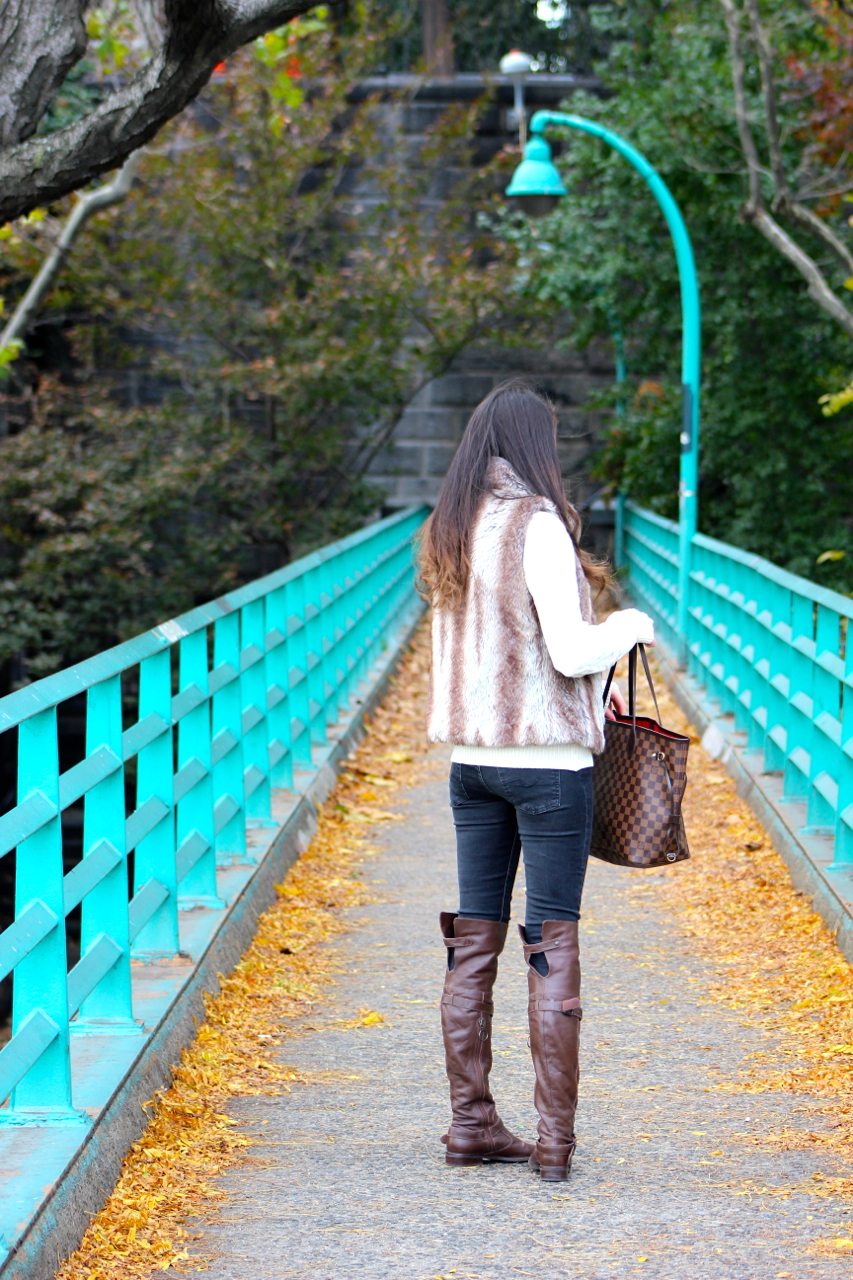 Fall Style: Faux fur vest & Over The Knee Boots! - FASHION HOTBOX