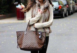 Fall 2013 style: fur vest, louis vuitton never full bag, brandy melville sweater
