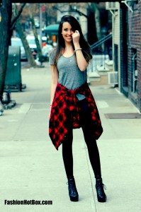 Plaid Flannel, Leather leggings, platform Litas