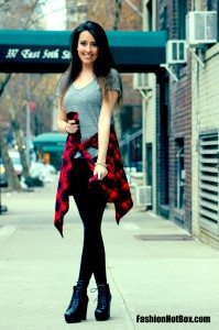 Plaid Flannel, Leather leggings, platform Litas