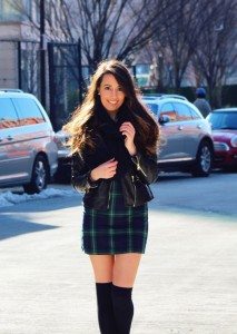 Plaid Dress & Thigh High Socks
