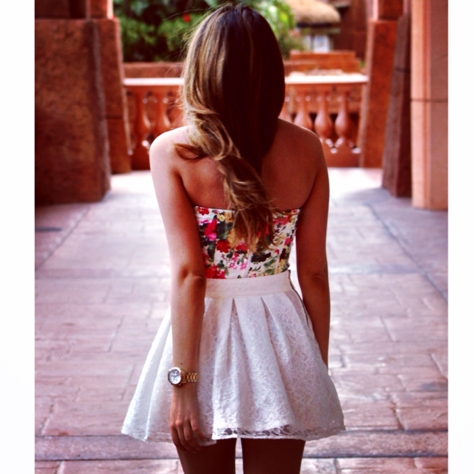 Stalk My Style Floral Bustier & White Lace Mini FASHION