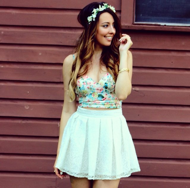 cute summer outfit floral bustier flower crown