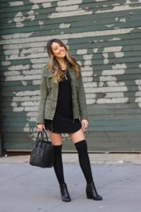 cute fall outfit - utility jacket and high socks