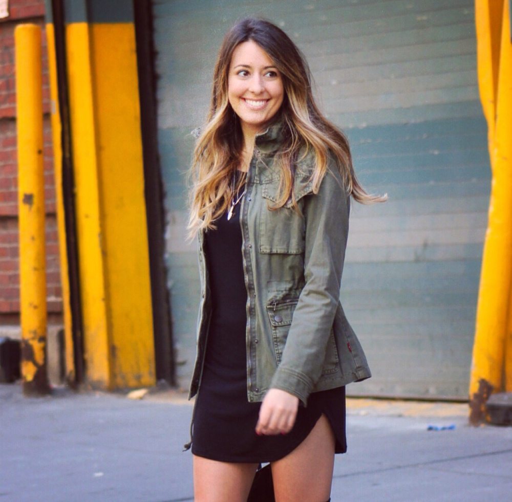 cute fall outfit - utility jacket and high socks