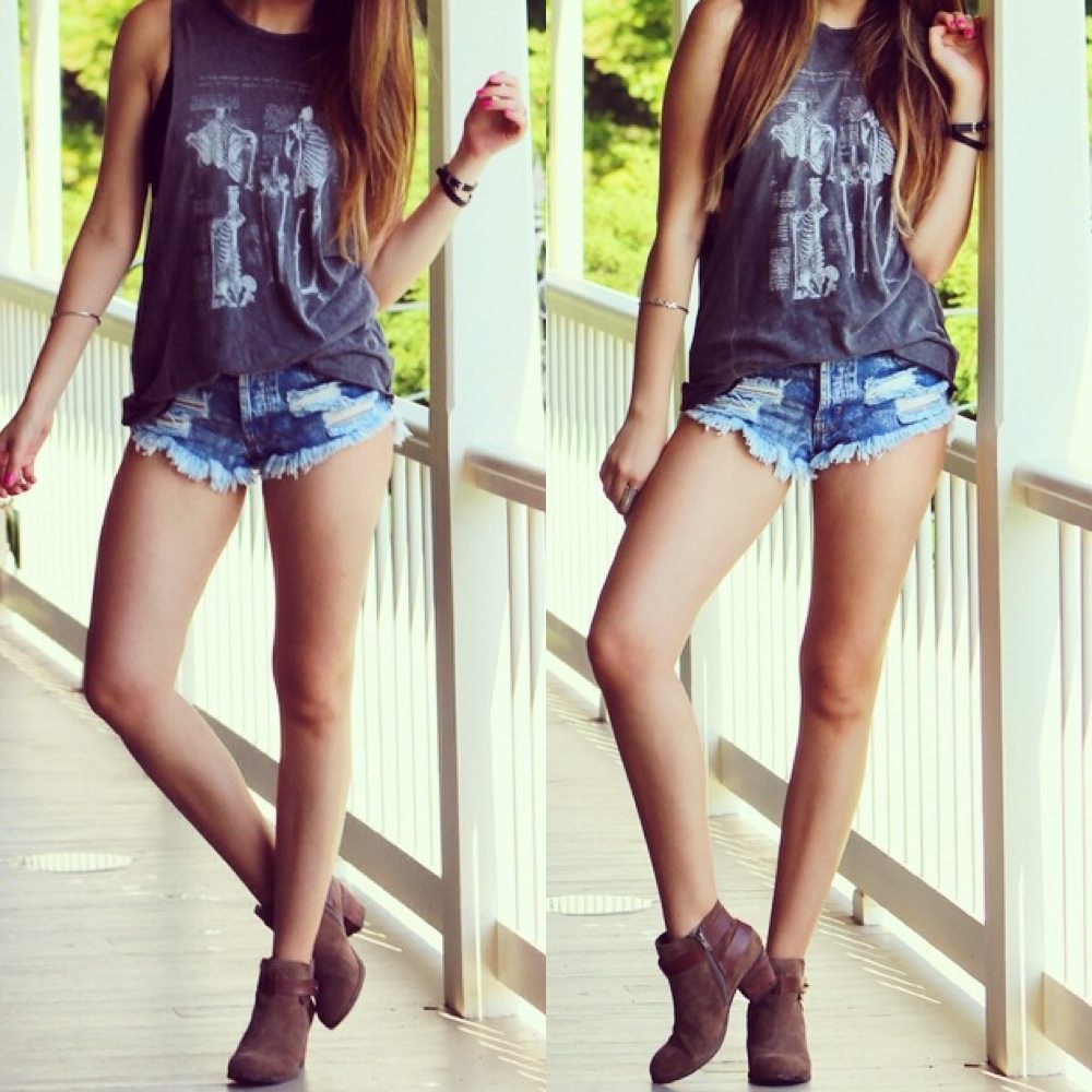 perfect summer outfit denim shorts boots