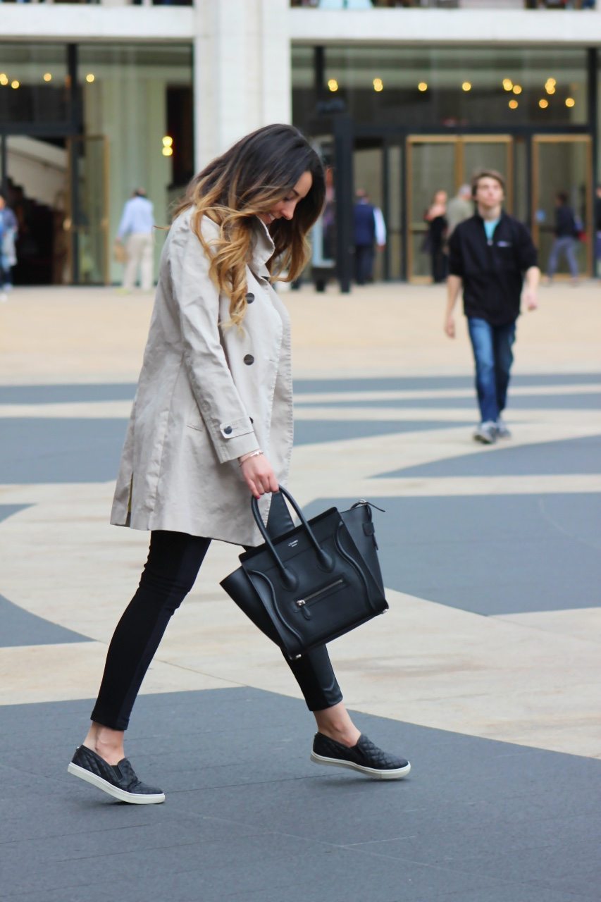 cute fall outfit trench coat leather leggings