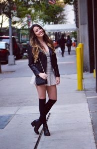 edgy fall outfit knee highs