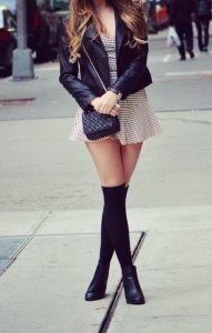 edgy fall outfit knee highs