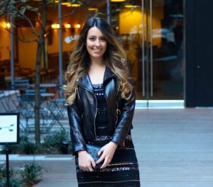 Moments of Chic Piperlime Sequin Dress and leather jacket