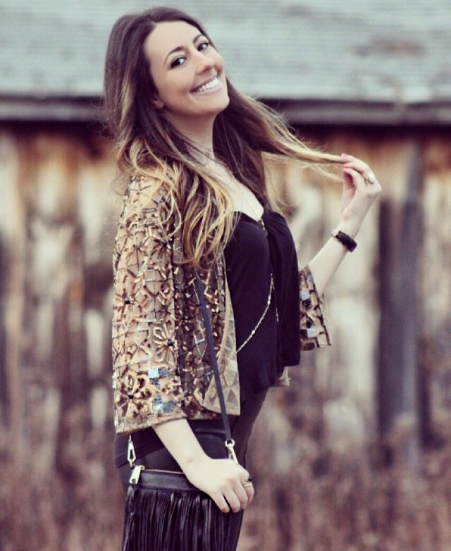 Sequin Jacket & Leather pants fall outfit