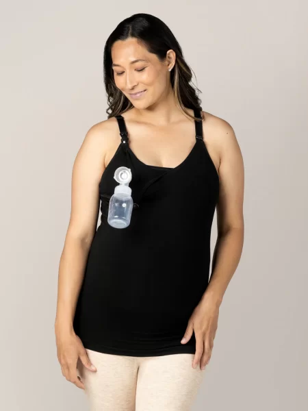 black nursing tank top model front view